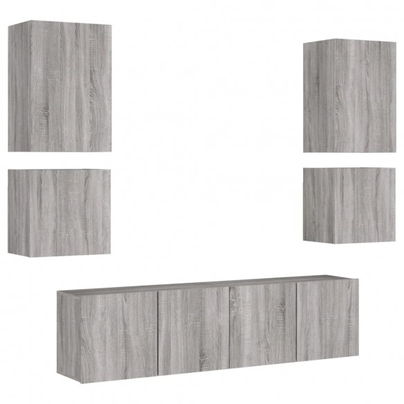 Unités murales TV 6 pcs sonoma gris bois d'ingénierie