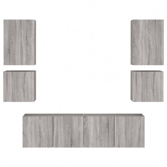 Unités murales TV 6 pcs sonoma gris bois d'ingénierie