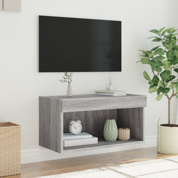 Meuble TV avec lumières LED sonoma gris 60x30x30 cm