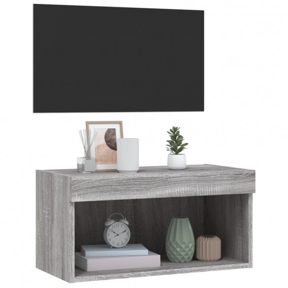 Meuble TV avec lumières LED sonoma gris 60x30x30 cm