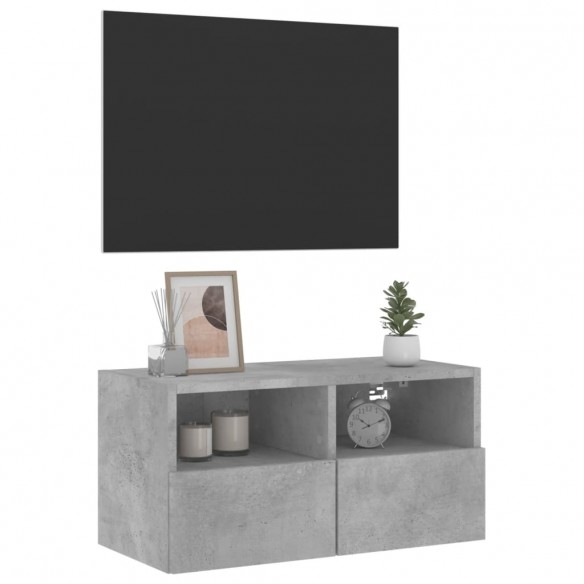 Meuble TV mural gris béton 60x30x30 cm bois d'ingénierie