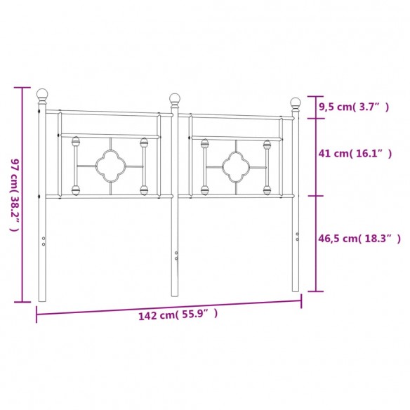 Tête de lit métal blanc 135 cm