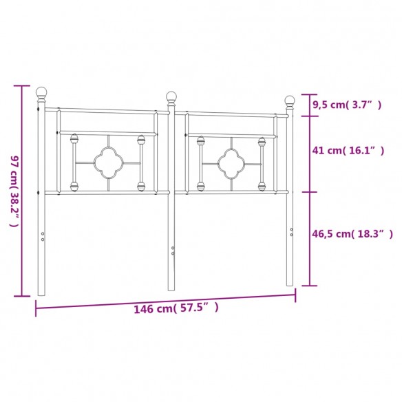 Tête de lit métal noir 140 cm