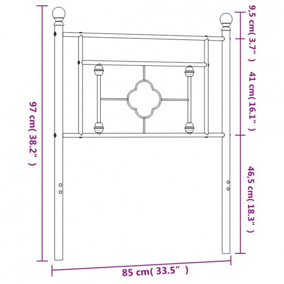 Tête de lit métal noir 80 cm