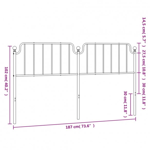 Tête de lit métal noir 180 cm