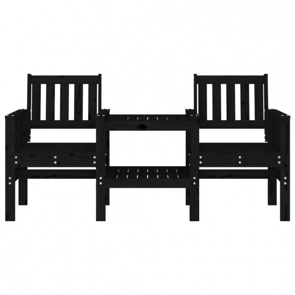 Banc de jardin avec table 2 places noir bois massif de pin