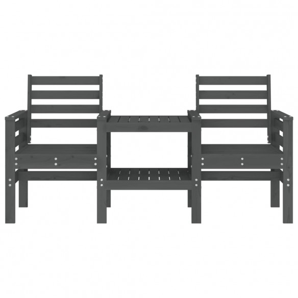 Banc de jardin avec table 2 places gris bois massif de pin