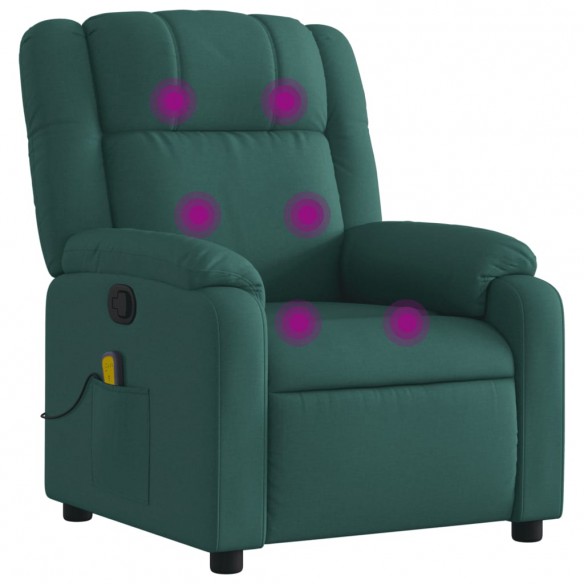 Fauteuil de massage inclinable Vert foncé Tissu