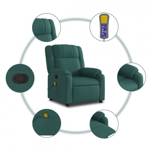 Fauteuil de massage inclinable Vert foncé Tissu