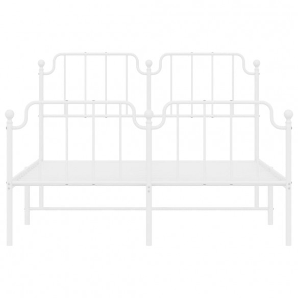 Cadre de lit métal avec tête de lit/pied de lit blanc 150x200cm