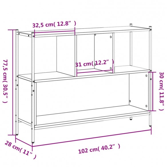 Bibliothèque sonoma gris 102x28x77,5 cm bois d'ingénierie