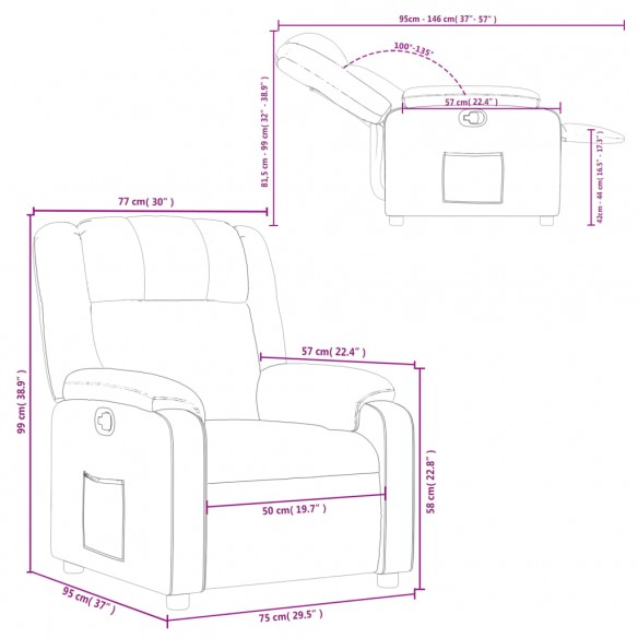 Fauteuil inclinable Crème Similicuir