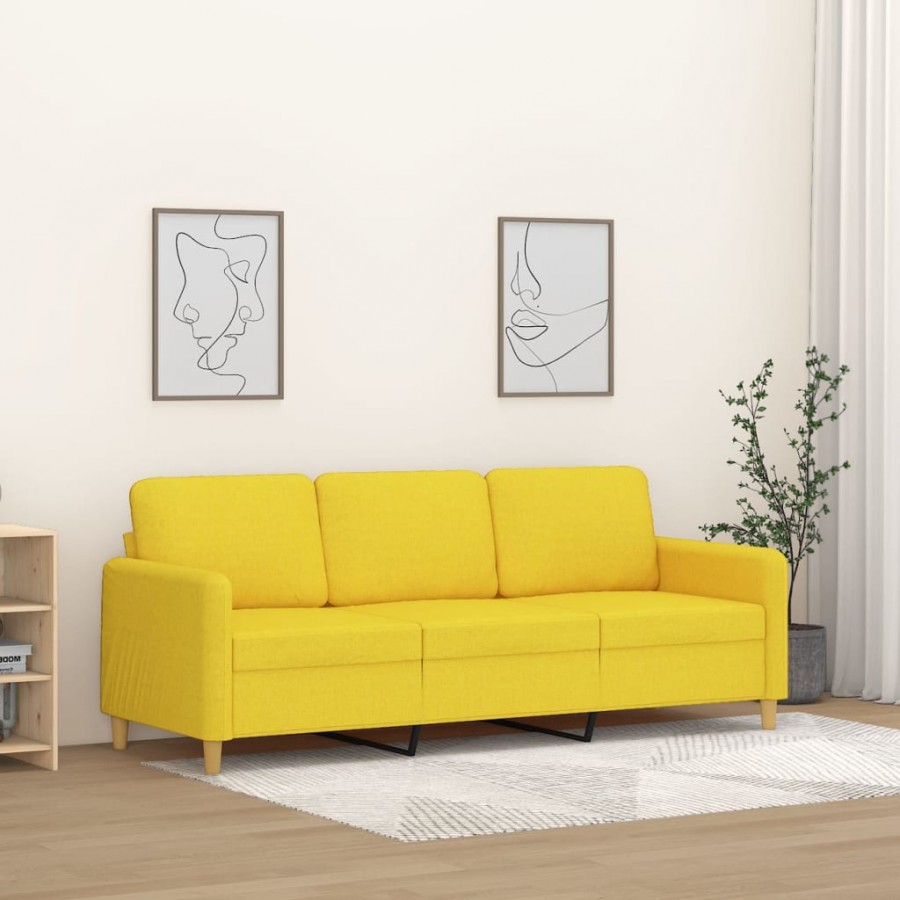 Canapé à 3 places Jaune clair 180 cm Tissu