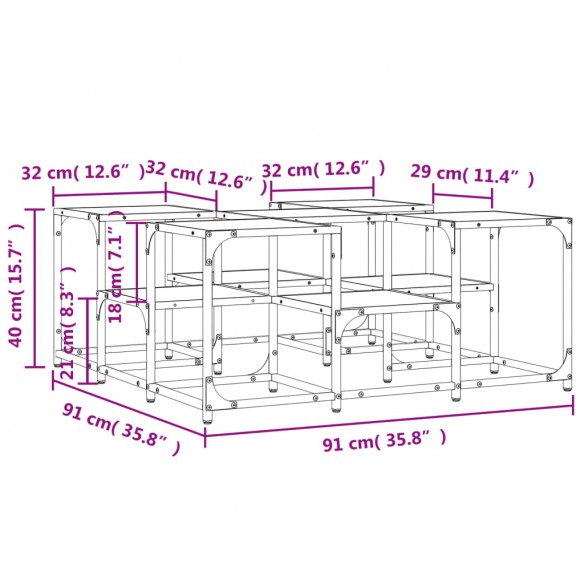 Table basse chêne fumé 91x91x40 cm bois d'ingénierie