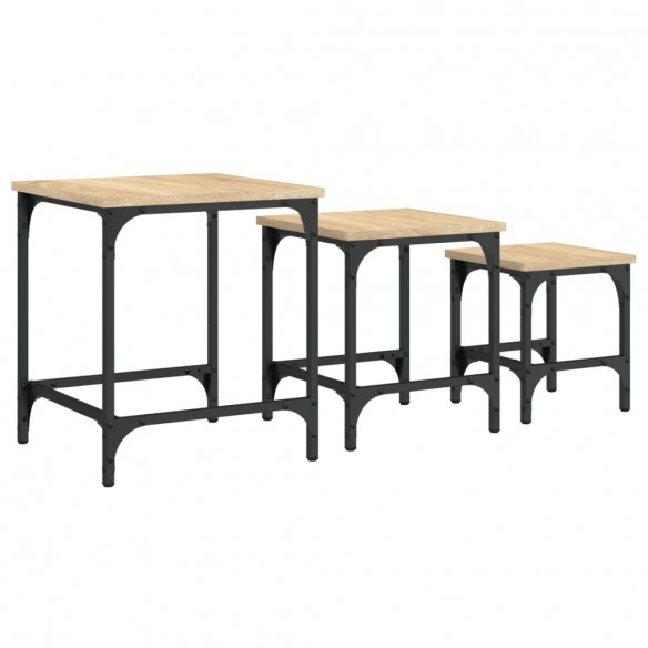 Tables basses gigognes 3 pcs chêne sonoma bois d'ingénierie