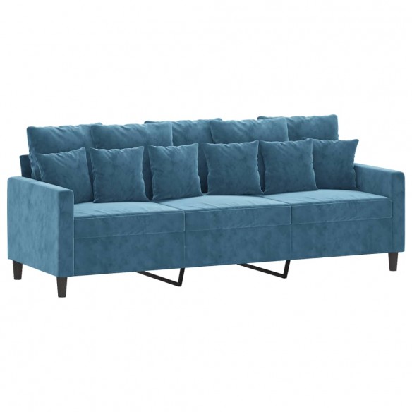 Canapé à 3 places Bleu 180 cm Velours