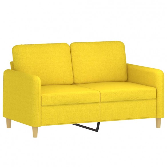 Ensemble de canapés 3 pcs avec coussins Jaune clair Tissu