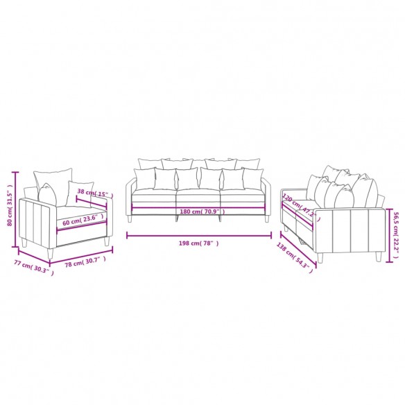 Ensemble de canapés 3 pcs avec coussins Jaune Velours