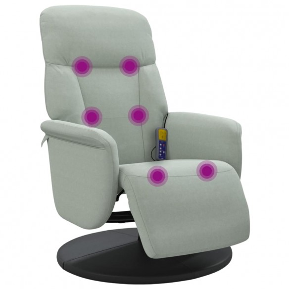 Fauteuil inclinable de massage repose-pied gris clair velours