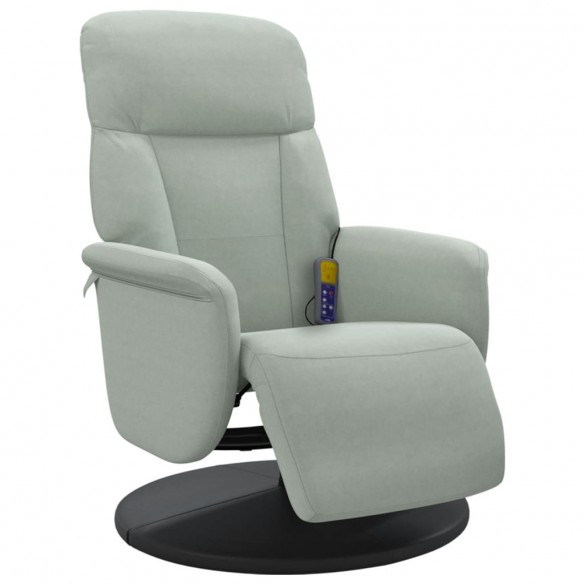 Fauteuil inclinable de massage repose-pied gris clair velours