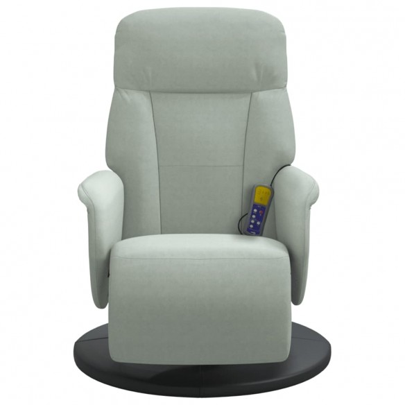 Fauteuil inclinable de massage repose-pied gris clair velours