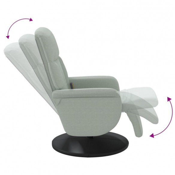 Fauteuil inclinable de massage repose-pied gris clair velours