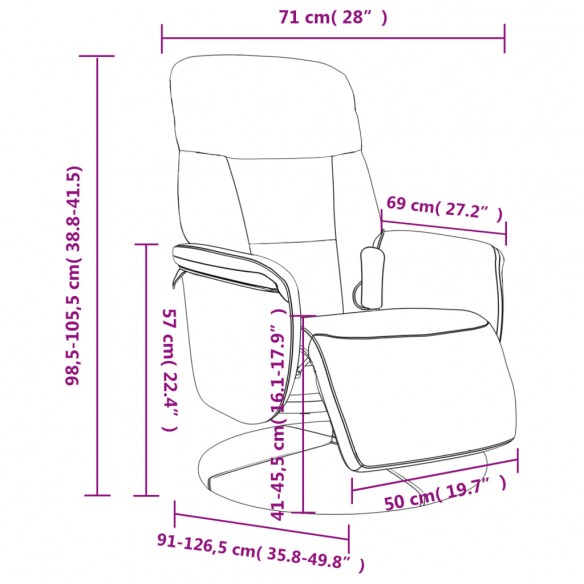 Fauteuil inclinable de massage repose-pied gris clair velours