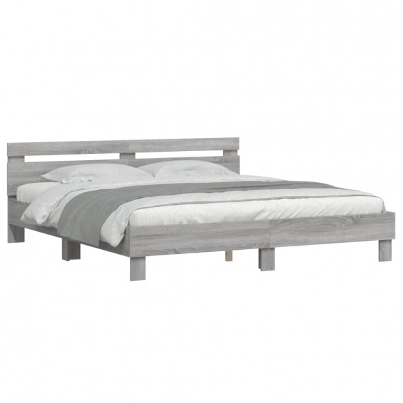 Cadre de lit avec tête de lit sonoma gris 200x200 cm