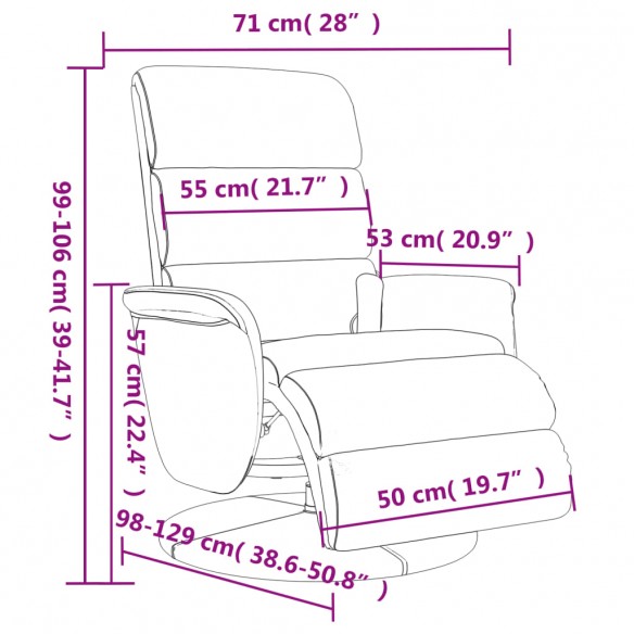 Fauteuil inclinable de massage repose-pieds cappuccino