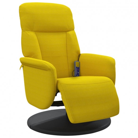 Fauteuil inclinable de massage avec repose-pied jaune velours