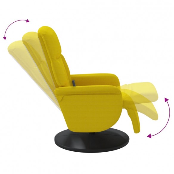 Fauteuil inclinable de massage avec repose-pied jaune velours