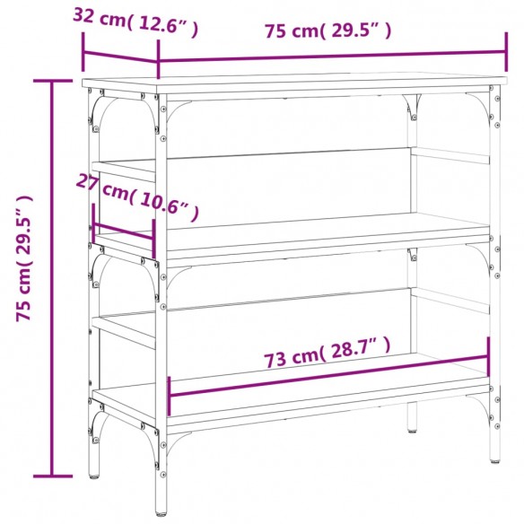Table console chêne sonoma 75x32x75 cm bois d'ingénierie