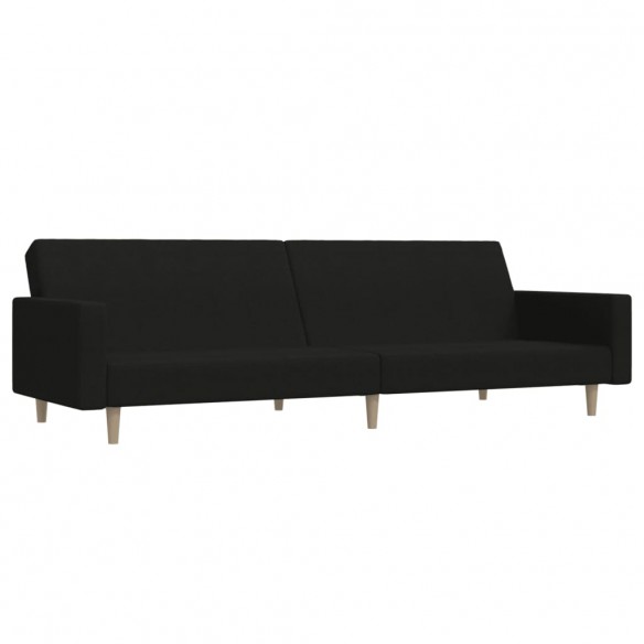 Canapé-lit à 2 places noir tissu