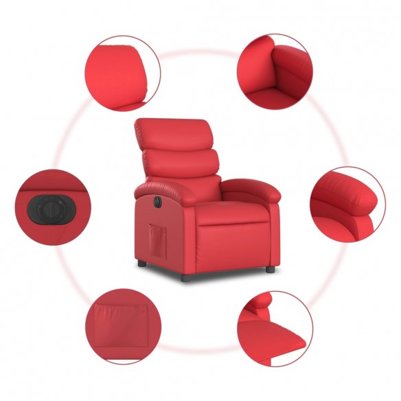 Fauteuil inclinable électrique Rouge Similicuir