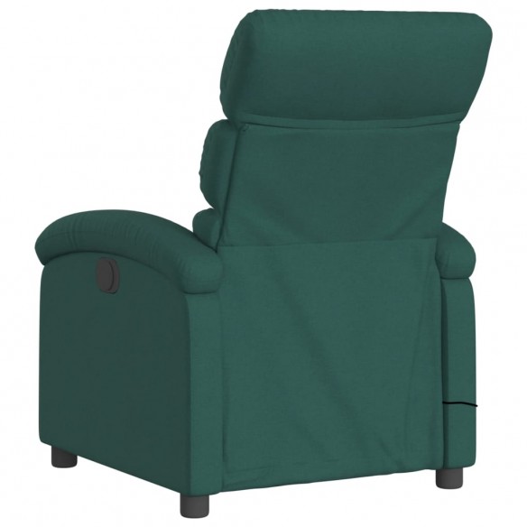 Fauteuil de massage inclinable électrique Vert foncé Tissu