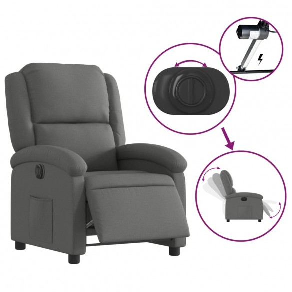 Fauteuil inclinable électrique Gris foncé Tissu