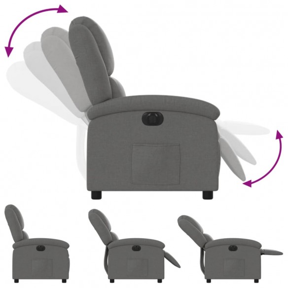 Fauteuil inclinable électrique Gris foncé Tissu