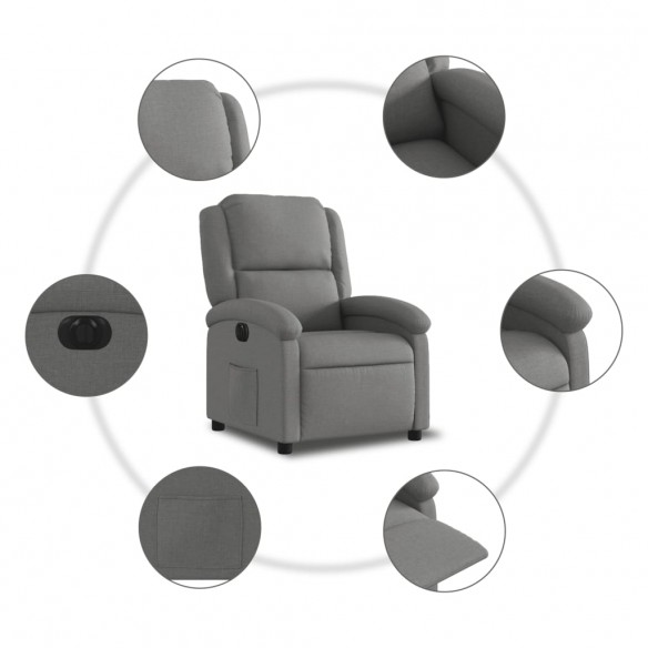 Fauteuil inclinable électrique Gris foncé Tissu