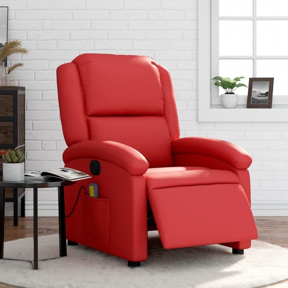 Fauteuil de massage inclinable électrique rouge similicuir