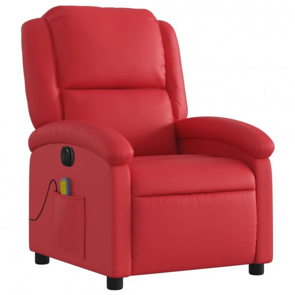 Fauteuil de massage inclinable électrique rouge similicuir