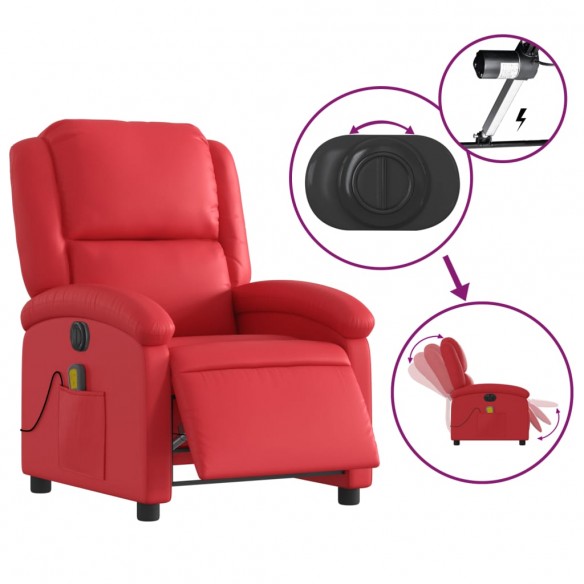 Fauteuil de massage inclinable électrique rouge similicuir