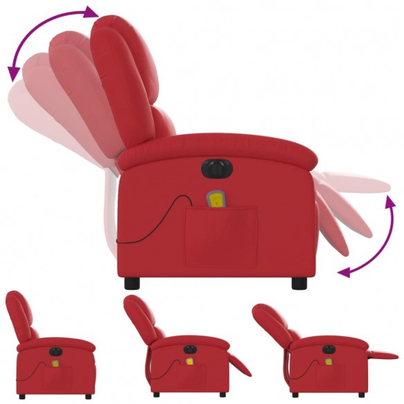 Fauteuil de massage inclinable électrique rouge similicuir