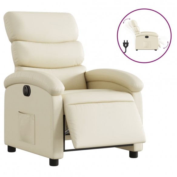 Fauteuil inclinable électrique Crème Similicuir