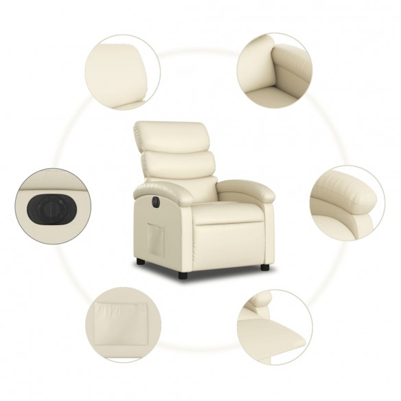 Fauteuil inclinable électrique Crème Similicuir