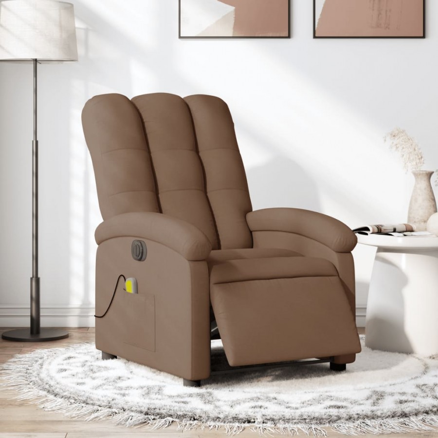 Fauteuil inclinable de massage électrique marron tissu