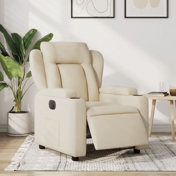 Fauteuil inclinable électrique Crème Tissu