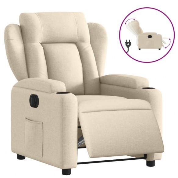 Fauteuil inclinable électrique Crème Tissu