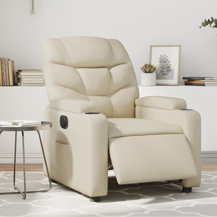 Fauteuil inclinable électrique Crème Similicuir