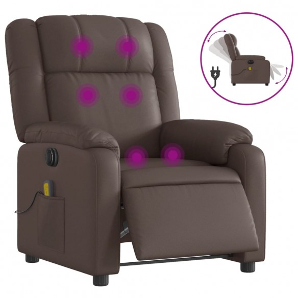 Fauteuil de massage inclinable électrique marron similicuir