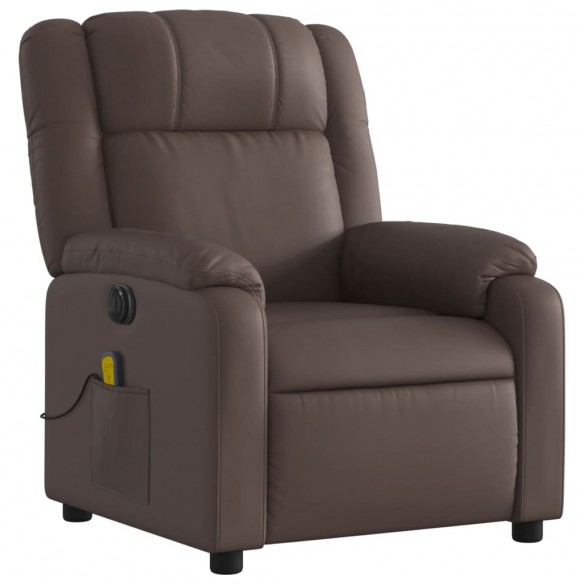 Fauteuil de massage inclinable électrique marron similicuir